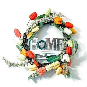 𝅺spring/ summer wreath with home sign